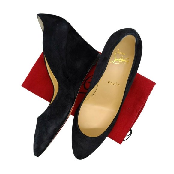 Louboutin Tanja Black Suede Wedges BNIB Size 39.5 - Picture 2 of 7